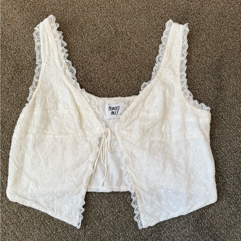 Princess Polly White Eyelet Lace Crop Top